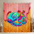 thumbnail image 1 of Erosebridal Teens Sport Baseball Lover Black Out Curtains,Pink Ice Cream Drip Waffle Curtains Pack of 2 (42x63 Each) for Boys Girls,Breathable Home Decor, 1 of 6
