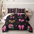 thumbnail image 1 of Erosebridal Teens Sport Football Print Quilt Full,Pink Rugby Bowtie Full Bedspread Sets for Girls Boys, 1 of 7