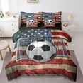 thumbnail image 1 of Erosebridal Teens Sport Soccer Gamer Twin Bedding Sets 7-Piece,Boys Abstract Ombre American Flag Bedding Comforter Set,Black Reversible, 1 of 6