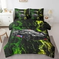 thumbnail image 1 of Erosebridal Teens Sports Bedding Sets Twin Size, Racing Car Comforter Sets with Sheets, Green Yellow Reversible Bed Set, Super Cozy Room Decorative, 7-Piece, 1 of 4