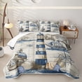 thumbnail image 1 of Erosebridal Teens Vintage Nautical Lighthouse Bed Spread Queen,Ocean Theme Compass Boat Queen Coverlet Set for Boys Girls, 1 of 7