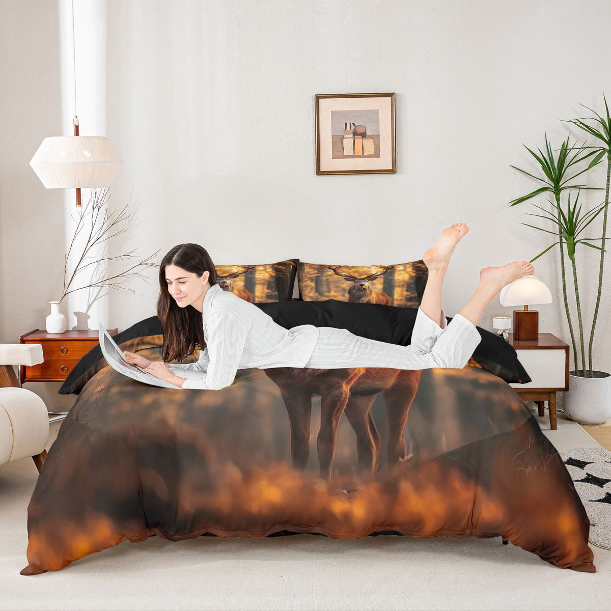 Erosebridal Teens Wildlife Bear Queen Duvet Cover Set,Autumn Jungle ...