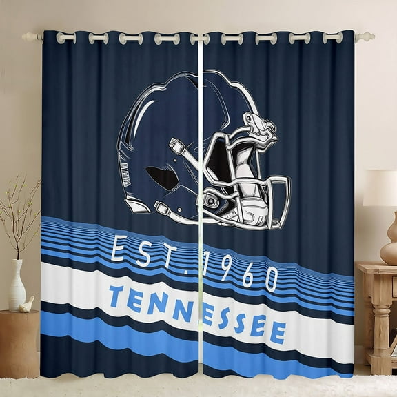 Erosebridal Tennessee Curtains Pack of 2 (38x45),Navy Blue Stripes Black Out Curtains,Rugby Helmet Curtains for Living Room,Stylish Living Room Decoration