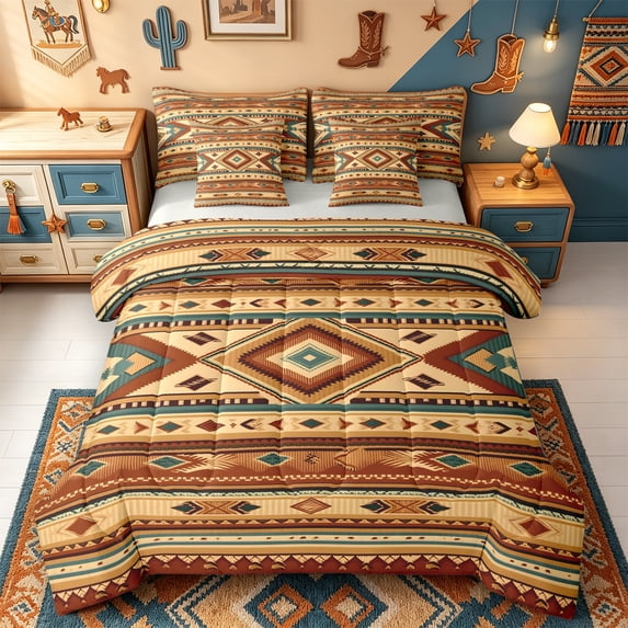 Erosebridal Textured Ethnic Art 7-Piece King Bedding,Patterned Aztec ...