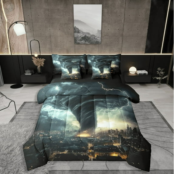 Erosebridal Tornado Bedding Sets Twin Size,Natural Disaster Comforter Sets with Sheets,Nature Theme Decor,Reversible,Breathable,7-Piece