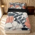 thumbnail image 1 of Erosebridal Traditional Blossom Zipper Twin Comforter Sets with Fitted Sheet and 2 Pillowcases, Garden Floral Zipper Bedding Set, Black Reversible, Peach Charcoal, Black Reversible, 1 of 7