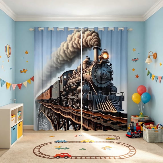 Erosebridal Train Blackout Curtains, Steam Engine Curtains Pack of 2 (42x84 Each), Vintage Steam