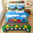 thumbnail image 1 of Erosebridal Train Full Size Bedding Sets, Steam Engine Full Size Bed in a Bag, Green Cartoon, Polka Dots Reversible 7pcs, 1 of 6