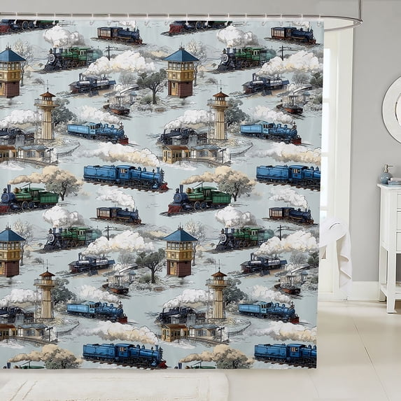 Erosebridal Train Shower Curtain 72Wx78L, Winter Bath Curtain, Winter Train