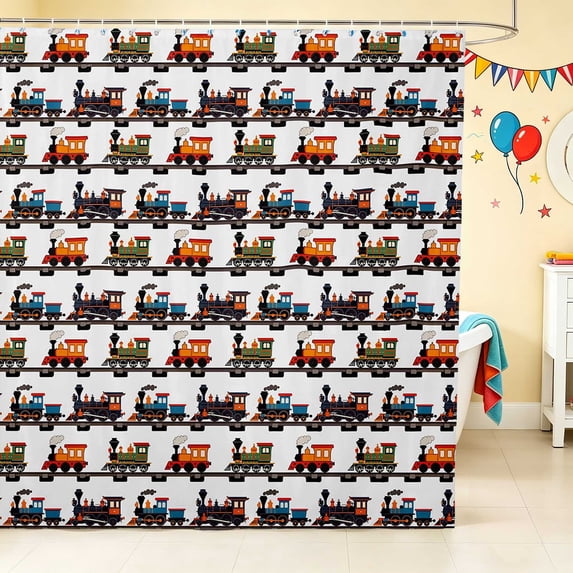 Erosebridal Train Shower Curtain 72Wx84L, Pattern Bathroom Shower Curtain, Multi Pattern