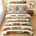 thumbnail image 1 of Erosebridal Train Twin Bedding, Steam Engine Bedding Comforter Set, White Pattern, Gray Reversible 7-Piece, 1 of 6