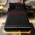 thumbnail image 1 of Erosebridal Trendy Ombre Zipper Queen Comforter Set with Fitted Sheet and 2 Pillowcases,Linear Stripe Zipper Bedding Set,Scarlet Black,Black Reversible, 1 of 6