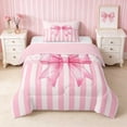 thumbnail image 1 of Erosebridal Trendy Satin Bow Ribbon Twin Comforter Sets for Girls, Romantic Floral Print Bedding Set, Pink Reversible 2 Pieces 1 Comforter and 1 Pillowcase, 1 of 6