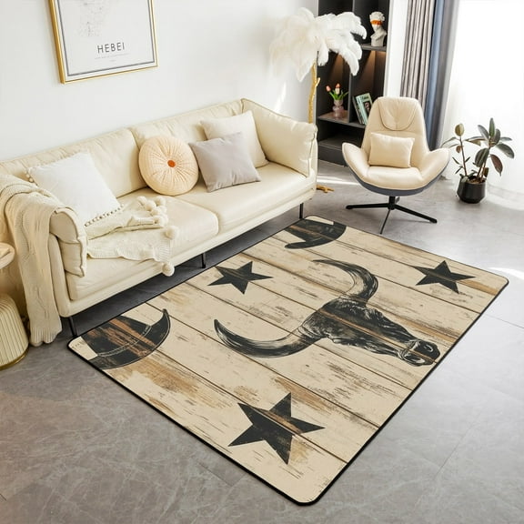 Erosebridal Tribal Aztec Area Rugs For Living Room 4'11" x 3'3", Cow Skeleton Bedroom Decor, Western Rustic Decor