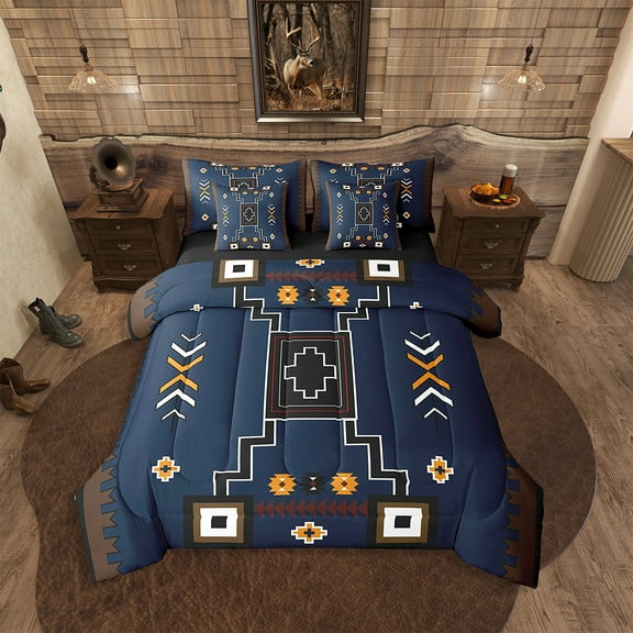 Erosebridal Tribal Aztec Bedding Sets King Size,Black Bed in a Bag King size,Geometry Room Decor,7-Piece