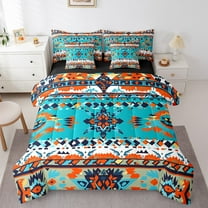 Erosebridal Tribal Aztec Bedding Sets Twin Size, Triangle Geometric Comforter Sets with Sheets, Western Bohomian Reversible Bedding Twin Size, Microfiber Room Decorative, 7pcs