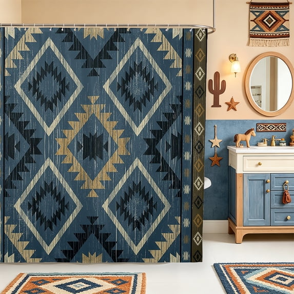 Erosebridal Tribal Aztec Geometric Shower Curtain 72Wx78L,Textured ...