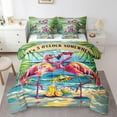 thumbnail image 1 of Erosebridal Tropic Flamingo Bedding Sets Full Size, Summer Hawaii Beach Comforter Sets with Sheets, Cartoon Animal Reversible Bed Set, Lightweight Room Decoration, 7pcs, 1 of 4