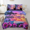 thumbnail image 1 of Erosebridal Tropical Beach Bedding Sets Twin Size, Rustic Lake Comforter Sets with Sheets, Pink Floral Reversible Bed Set, Lightweight Room Decor, 7 Pieces, 1 of 4