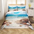 thumbnail image 1 of Erosebridal Tropical Beach Duvet Cover Queen, Ocean Wave Starfish Conch Bedding Sets Queen Size, Reversible 3pcs (No Comforter), 1 of 7