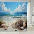 thumbnail image 1 of Erosebridal Tropical Beach Shower Curtain 72x72, Ocean Wave Starfish Conch Bath Curtain Waterproof, 1 of 5