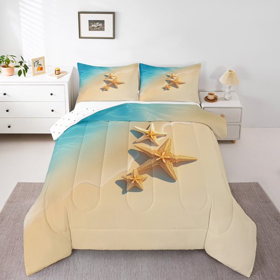 Erosebridal Tropical Beach Themed Comforter Sets, Marine Starfish Comforters & Duvets, Reversible 2-Piece