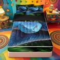 thumbnail image 1 of Erosebridal Tropical Blue Snake Zipper Queen Comforter Set with Fitted Sheet and 2 Pillowcases,Jungle Palm Leaf Wild Exotic Animal Print Zipper Bedding Set For Boys,Black Reversible,4 Pieces, 1 of 7