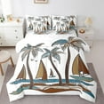 thumbnail image 1 of Erosebridal Tropical Coconut Bed in a Bag King size, Nautical Saliboat Bed Set, Vintage Ocean Decor, Reversible, 1 of 6