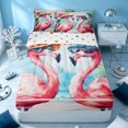 thumbnail image 1 of Erosebridal Tropical Flamingo Zipper Twin Comforter Sets with Fitted Sheet and 2 Pillowcases, Coastal Animal Zipper Bedding Set, Polka Dots Reversible, 1 of 7