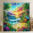 thumbnail image 1 of Erosebridal Tropical Floral Curtains Pack of 2 (42Wx63L),Ocean Wave Beach 30%-50% Black Out Curtains,Botanical Decor, 1 of 5