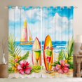 thumbnail image 1 of Erosebridal Tropical Flower Curtains for Living Room, Surfboard 30%-50% Blackout Curtains Set of 2 (38x45), Beach Ocean Curtains Pack of 2, Bedroom Curtains Bedroom Decor, 1 of 6