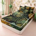 thumbnail image 1 of Erosebridal Tropical Gradient Leaf Print Zipper Full Size Comforter Sets with Fitted Sheet and 2 Pillowcases,Golden Monstera Palm Zipper Bedding Set,Gold Green,4pcs,Black Reversible, 1 of 6
