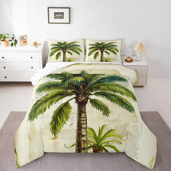 Erosebridal Tropical Leaves Bedding Sets Full With Comforter,Botanical Theme Duvet Insert,Plants Decor,Reversible,Lightweight,3 Pieces