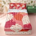 thumbnail image 1 of Erosebridal Tropical Monstera Leaf Zipper Full Size Comforter Sets with Fitted Sheet and 2 Pillowcases,Boho Foliage Print Zipper Bedding Set,Pink Orange,Reversible, 1 of 6