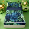 thumbnail image 1 of Erosebridal Tropical Monstera Palm Leaf Zipper Queen Comforter Set with Fitted Sheet and 2 Pillowcases,Jungle Green Gradient Zipper Bedding Set For Adults,Navy Blue Reversible,4-Piece, 1 of 7