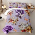 thumbnail image 1 of Erosebridal Tropical Romantic Twin Quilt Set,Purple Rose Hibiscus Butterfly Twin Coverlet Set For Girls,2pcs, 1 of 7