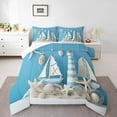 thumbnail image 1 of Erosebridal Tropical Summer Beach Bedding Comforter Set, Coastal Seaside Farmhouse Lodge Cabin Down Comforter, Starfish Decor, Reversible 2 Pieces, 1 of 8
