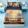 thumbnail image 1 of Erosebridal Tropical Sunset Beach Zipper Twin Comforter Sets with Fitted Sheet and 2 Pillowcases,Palm Sailboat Summer Coastal Print Zipper Bedding Set For Boys,Navy Blue Reversible,4pcs, 1 of 7