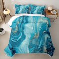 thumbnail image 1 of Erosebridal Turquoise Gold Marble Swirl Twin Quilt Set,Ocean Blue Glitter Abstract Twin Coverlet Set For Adults,2 Pieces, 1 of 7
