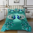 thumbnail image 1 of Erosebridal Turquoise Peacock Quilt Sets for Twin Size Bed, Vintage Flower Bed Set, Couple Animal Bedding Set, Microfiber Room Decor, 2-Piece, 1 of 5