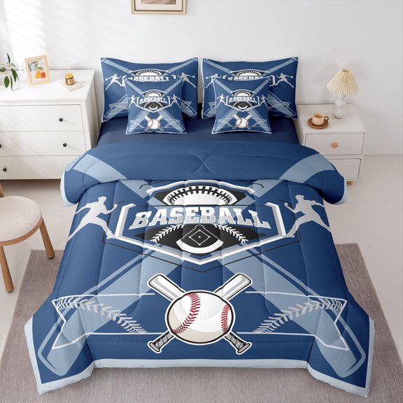 Erosebridal Twin Bed in a Bag Baseball Player Comforter Set with Sheets 7-Pieces All Season Baseball Bedding Sets with Comforter, Pillow Sham, Flat Sheet, Fitted Sheet and Pillowcase,Tampa Bay