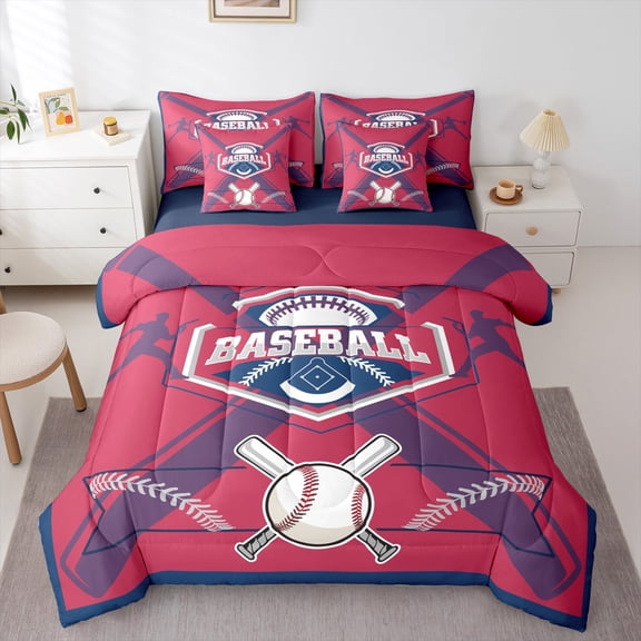 Erosebridal Twin Comforter Set - 7 Pieces Baseball Bedding Sets Twin Bed in a Bag with Reversible Sports Bed Set,Comforter, Sheets, Pillowcases & Shams for Bedroom Decor,Minnesota