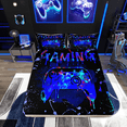 thumbnail image 1 of Erosebridal Twin Gamer Bedding Sets Gaming Fitted Sheet Teens Video Gamer Room Decor,Gamepad Controller Gamer Bed Sheets Black Royal Blue Tie Dye Bed Set, 1 of 6