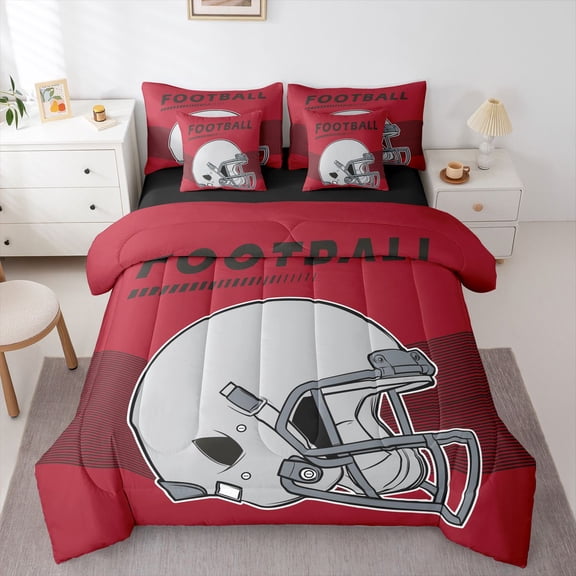 Erosebridal Twin Size American Football Comforter Set Sports Ball Game Bedroom Comforters Bed-in-a-Bag 7 Piece,Tampa Bay(1 Comforter, 1 Flat Sheet 1 Fitted Sheet 2 Pillowcases 2 Throw Pillow Covers)