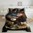 thumbnail image 1 of Erosebridal US Flag Bedding Twin Comforter Set, Ocean Eagle Print Down Comforter, Wooden Planks Decor, Reversible, 1 of 7