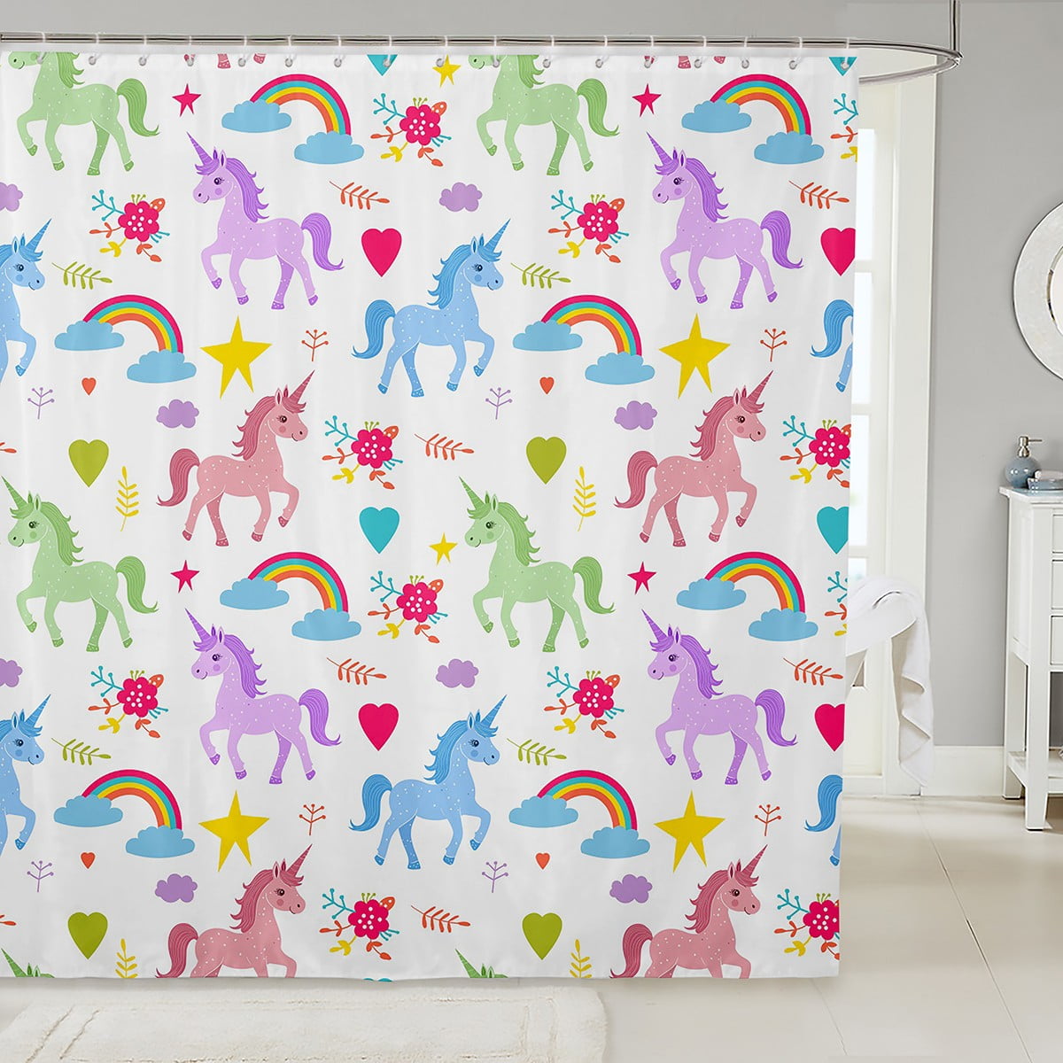 Erosebridal Unicorn Bath Curtain 72"x84" Dreamy Horse Shower Curtain ...