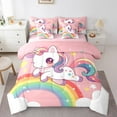 thumbnail image 1 of Erosebridal Unicorn Bedding Sets for Teens, Colorful Rainbow Comforter Sets with Sheets, Cartoon Stars Reversible Bed Sheets Set, Breathable Room Decorative, 7pcs, 1 of 6