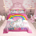 thumbnail image 1 of Erosebridal Unicorn Bedding Twin Kawaii Rainbow Unicorn Comforter Galaxy Stars Comforter Set White Horse Floral Down Comforter Reverse Fantasy Room Decor Pink Unicorn Gift,2Pcs, 1 of 4