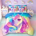 thumbnail image 1 of Erosebridal Unicorn Gifts 7-Piece Bedding Comforter Set For Unicorn Lover,Cute Unicorn Animals King Bedding Sets For Kids Girls,Reversible, 1 of 7