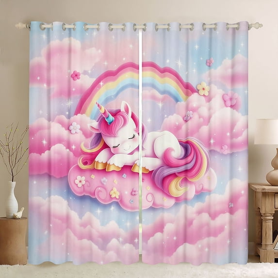 Erosebridal Unicorn Gifts Curtains Pack of 2 (42x84 Each) For Unicorn Lover,Pink Magic Animal Curtains Blackout For Kids Girls